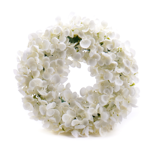 Irigo věnec z umělých květin bílý