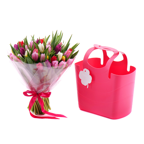 Květinová taška Sweet barevné tulipány pure 50