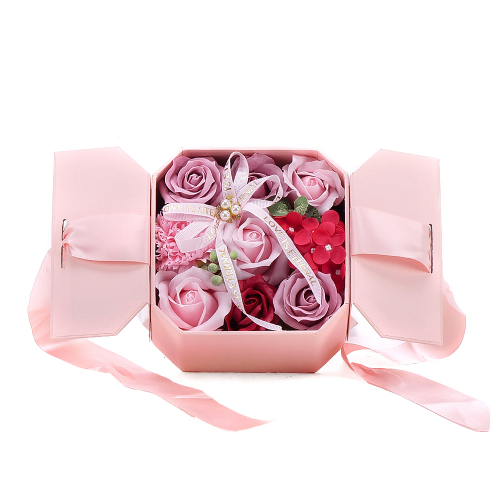Irigo růžový box s pěnovými květy