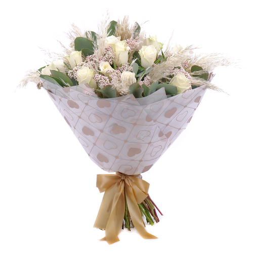  Sweet růžové růže a karafiáty