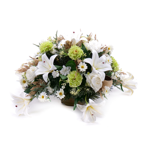 Irigo smuteční aranžmá bílé a zelené květiny