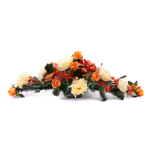 Irigo smuteční aranžmá oranžové a žluté květy