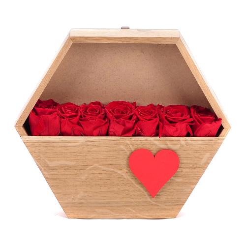 In eterno dřevěný box 7 červených růží