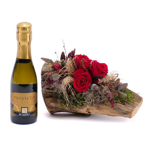 In eterno aranžmá na dřevě a Serena Prosecco mini