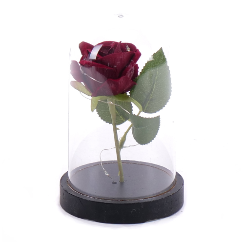 Červená LED růže ve skleněném balení