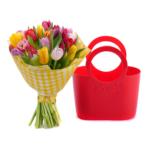 Květinová taška Sweet barevné tulipány pure 25