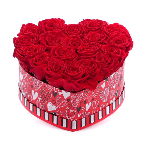 In eterno červené srdce LOVE "L" 19 rudých růží