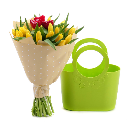 Květinová taška Sweet žluté tulipány
