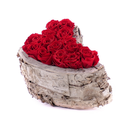 In eterno dřevěný box srdce 14 rudých růží Ines