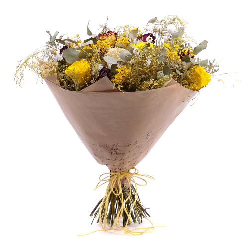 Irigo Sušená kytice preparovaných růží Monalisa žlutá