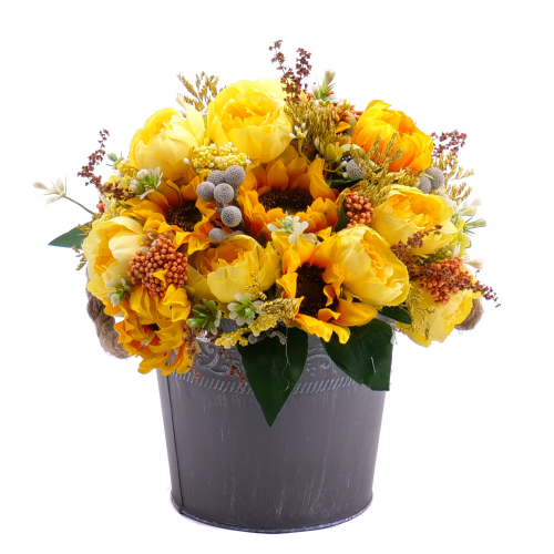 Irigo kbelík slunečnic a žlutých růží