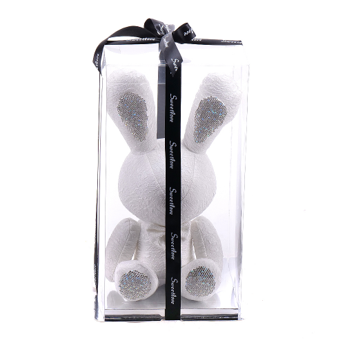 Valentýnský zajíček bílý látkový s perličkami