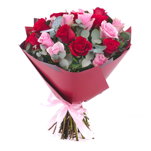 FLOLIVERY Sweet červené a růžové růže Valentýn