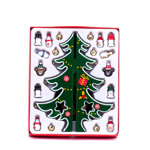 Stromček vianočný L2 s ozdobami 23,5cm drevo