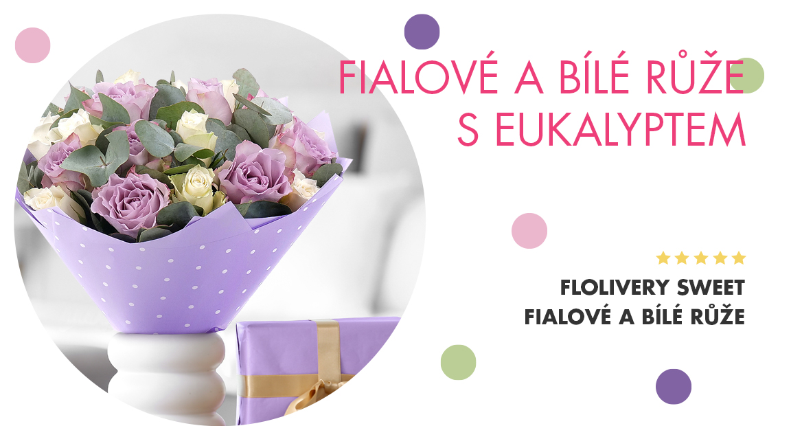 FLOLIVERY Sweet fialové a bílé růže