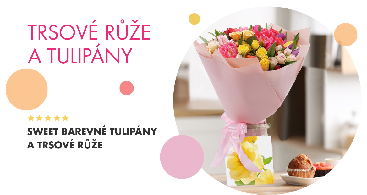 Sweet barevné tulipány a trsové růže