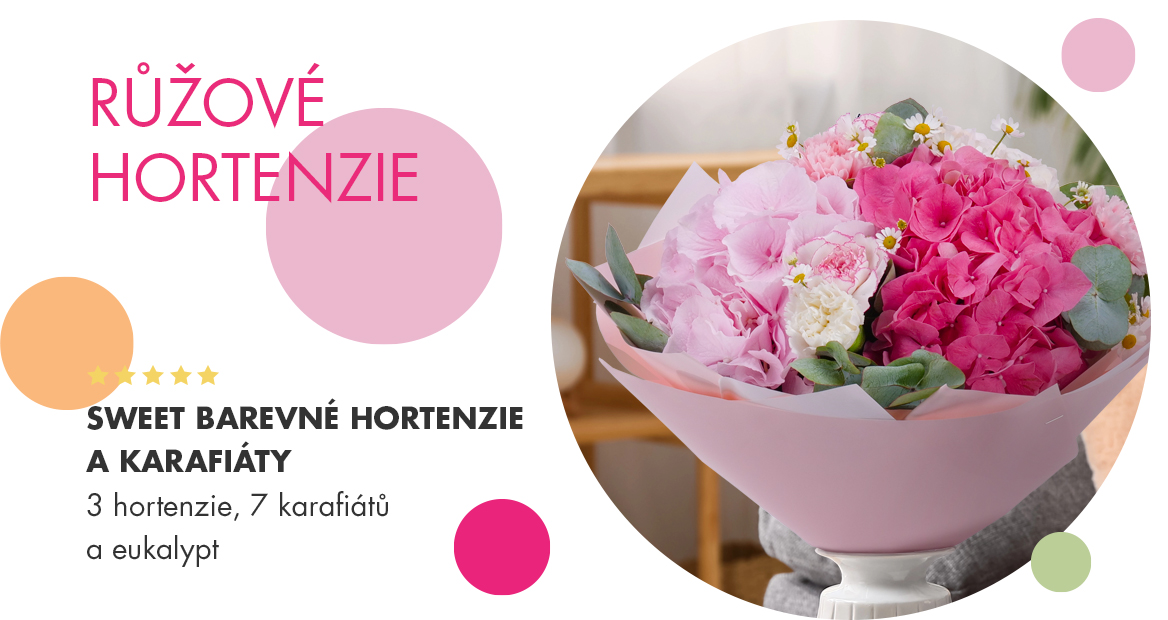Sweet barevné hortenzie a karafiáty