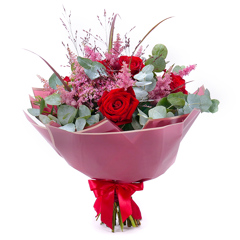 FLOLIVERY Sweet červené růže a astilbe